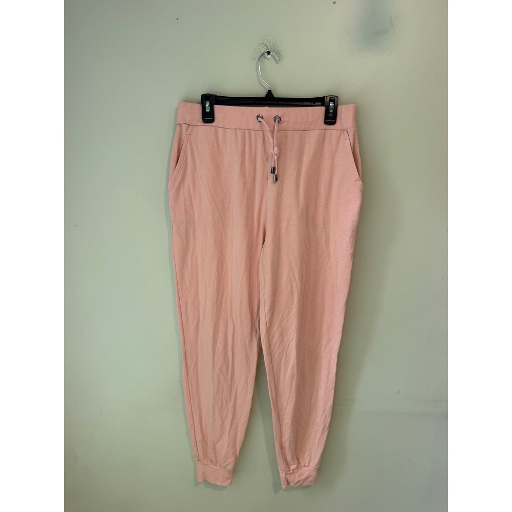 Crown & Ivy Womens Pink Drawstring Jogger Sweatpants Size M Pockets Lounge